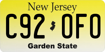 NJ license plate C92OFO