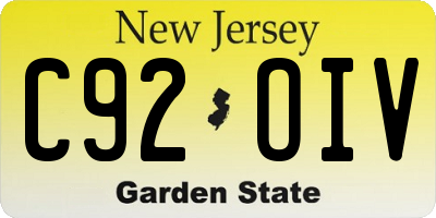 NJ license plate C92OIV