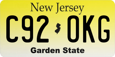 NJ license plate C92OKG