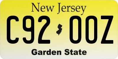 NJ license plate C92OOZ