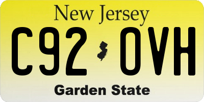 NJ license plate C92OVH