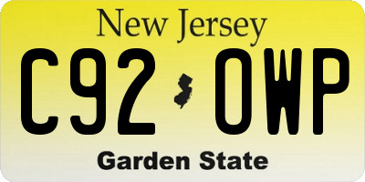 NJ license plate C92OWP