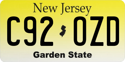 NJ license plate C92OZD