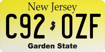 NJ license plate C92OZF
