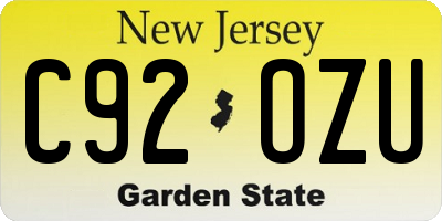 NJ license plate C92OZU