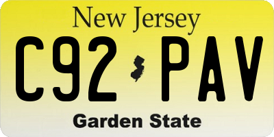 NJ license plate C92PAV