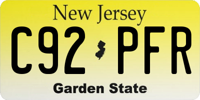 NJ license plate C92PFR