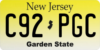 NJ license plate C92PGC