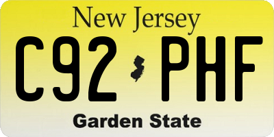 NJ license plate C92PHF