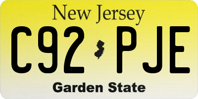 NJ license plate C92PJE