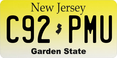 NJ license plate C92PMU