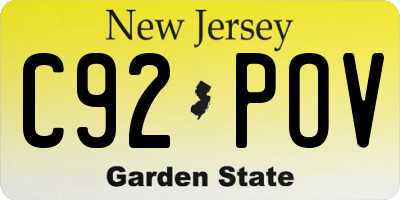 NJ license plate C92POV