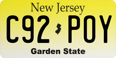 NJ license plate C92POY