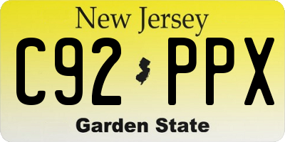 NJ license plate C92PPX