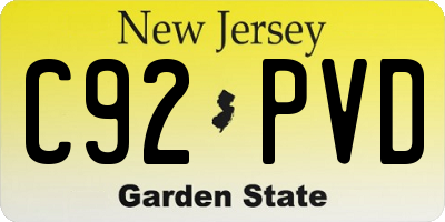 NJ license plate C92PVD