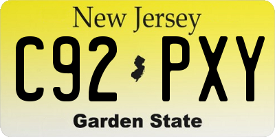 NJ license plate C92PXY