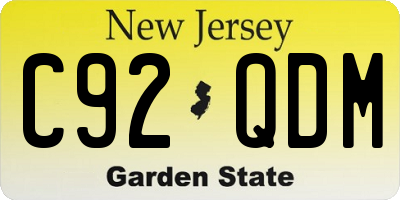 NJ license plate C92QDM