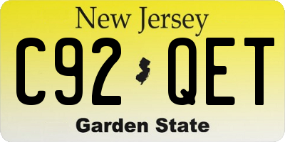 NJ license plate C92QET