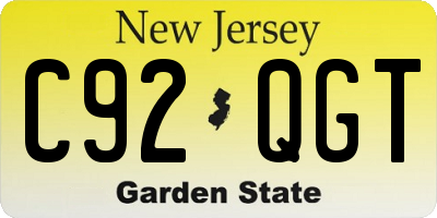 NJ license plate C92QGT