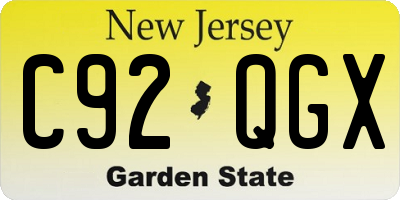 NJ license plate C92QGX