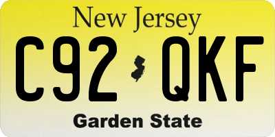NJ license plate C92QKF