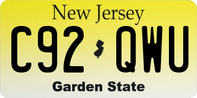 NJ license plate C92QWU