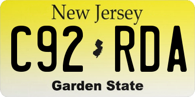NJ license plate C92RDA