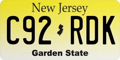 NJ license plate C92RDK
