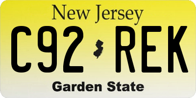 NJ license plate C92REK