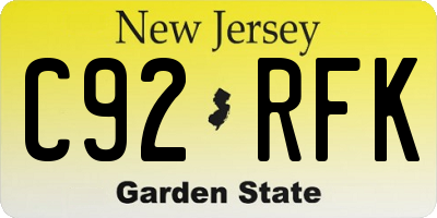 NJ license plate C92RFK