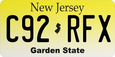 NJ license plate C92RFX