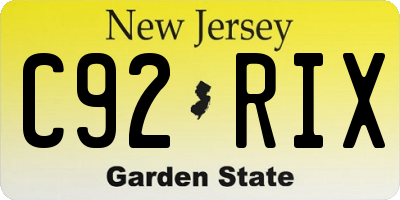 NJ license plate C92RIX