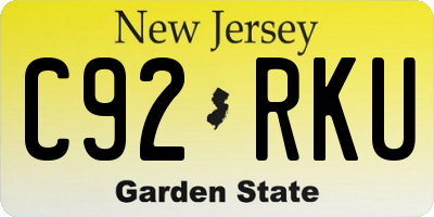 NJ license plate C92RKU