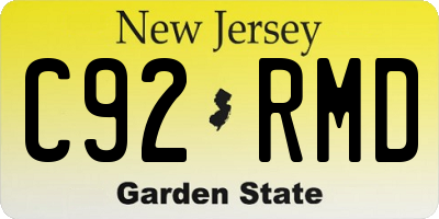 NJ license plate C92RMD