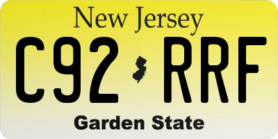 NJ license plate C92RRF