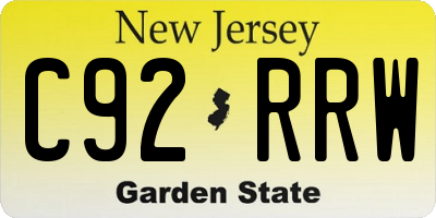 NJ license plate C92RRW