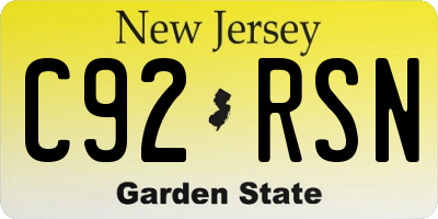NJ license plate C92RSN