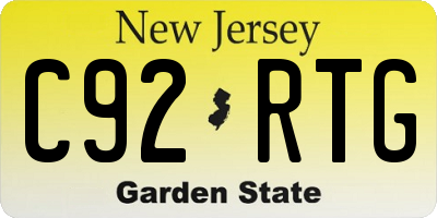 NJ license plate C92RTG
