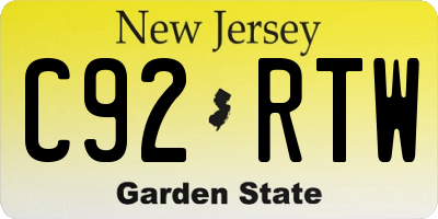 NJ license plate C92RTW