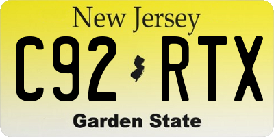 NJ license plate C92RTX