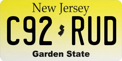 NJ license plate C92RUD