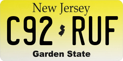 NJ license plate C92RUF