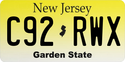 NJ license plate C92RWX