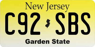 NJ license plate C92SBS