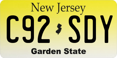 NJ license plate C92SDY