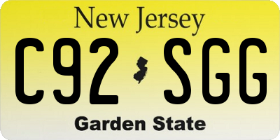 NJ license plate C92SGG