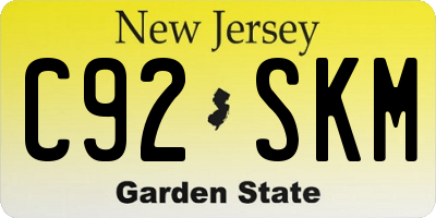 NJ license plate C92SKM