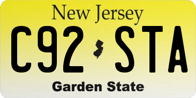 NJ license plate C92STA