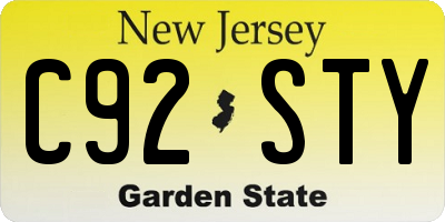 NJ license plate C92STY