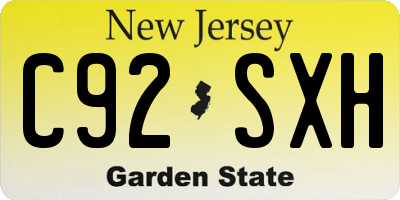NJ license plate C92SXH